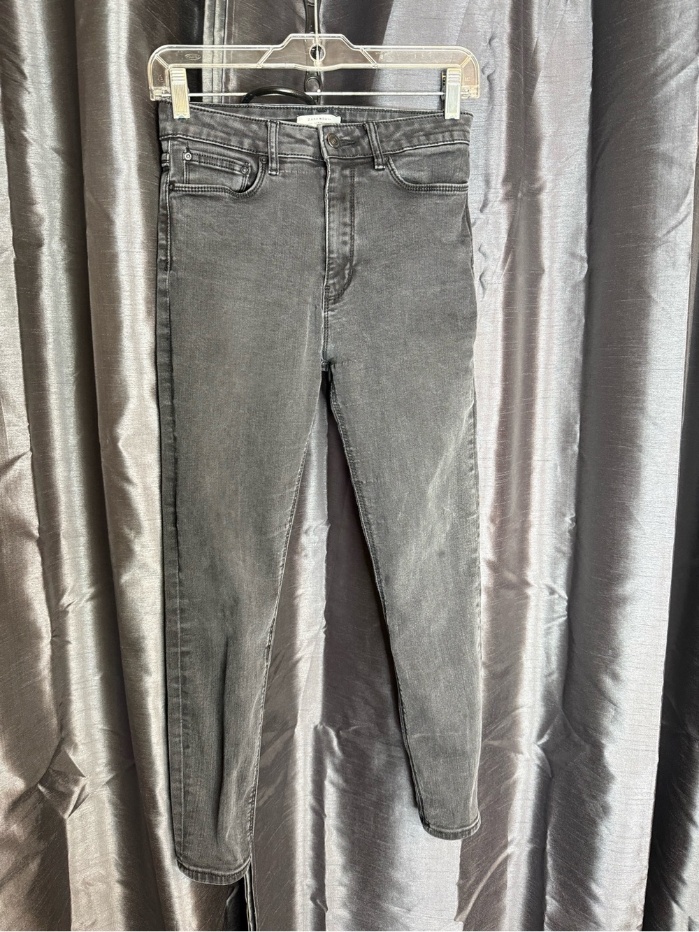 Zara Black Grey Washed Skinny Jeans
